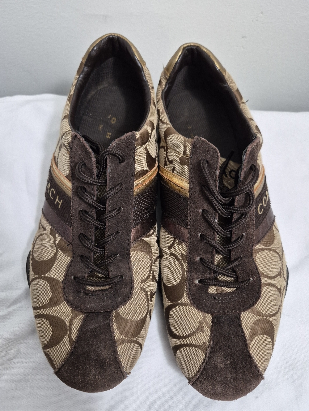 Coach Women’s Brown and Tan Signature Canvas Sneakers